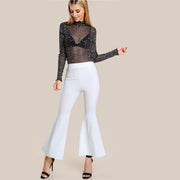 Lettuce Hem Glitter Mesh Top