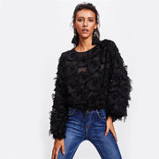Fringe Patch Mesh Top