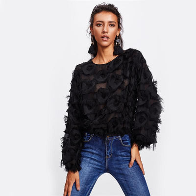 Fringe Patch Mesh Top