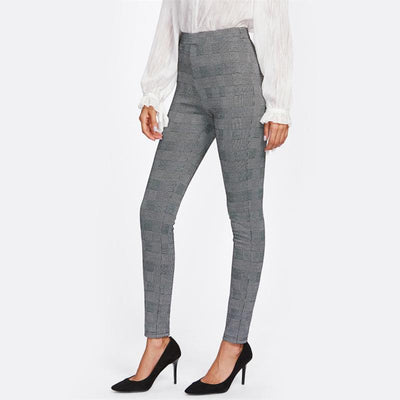 Elegant Plaid Stretchy Pants