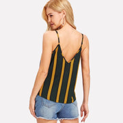 Double V-Neck Striped Cami Top