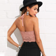 Scallop Laser Suede Halter Top