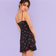 Allover Cherry Print Mini Dress