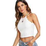 Scallop Trim Halter Stretchy Top