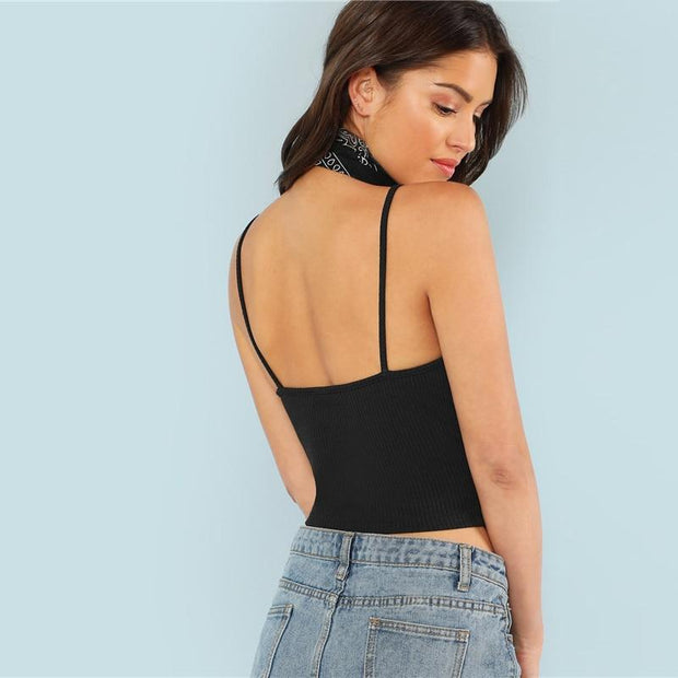 Stretchy V-Neck Crop Top