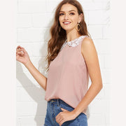 Preppy Round Neck Sleeveless Top
