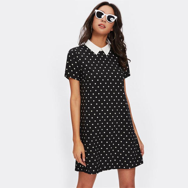Polka Dot Straight Mini Dress