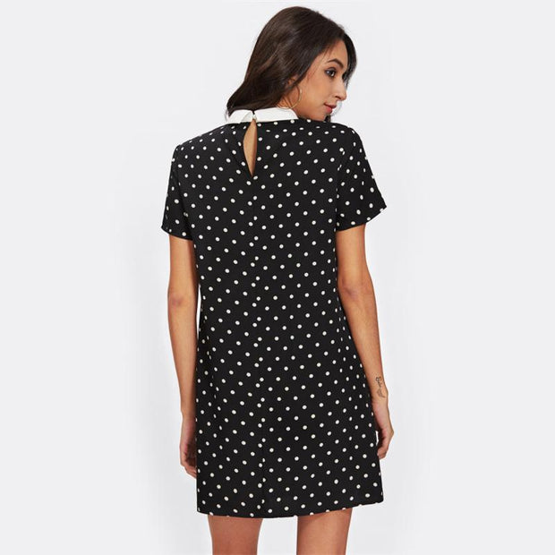 Polka Dot Straight Mini Dress
