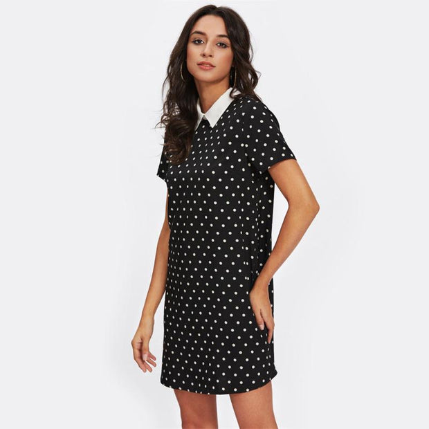 Polka Dot Straight Mini Dress