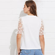Polka Dot Flounce Sleeve Top