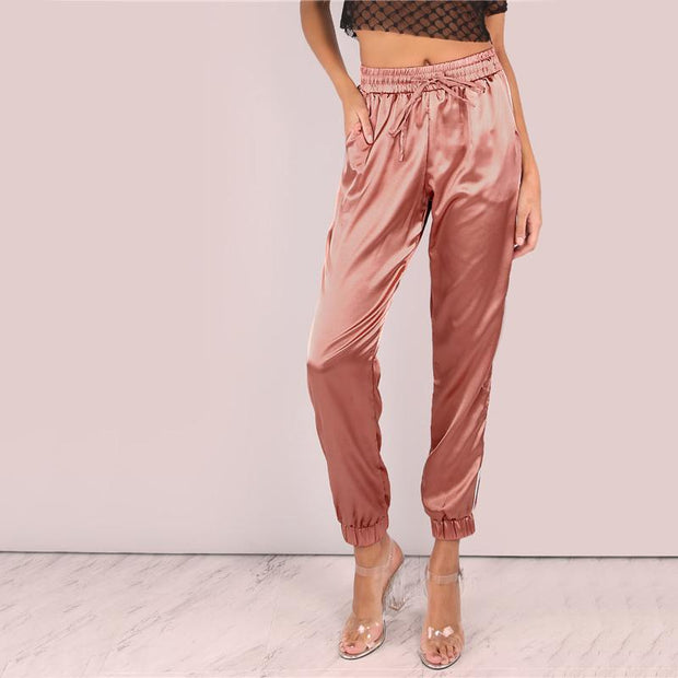 Satin Mid Waist Pants