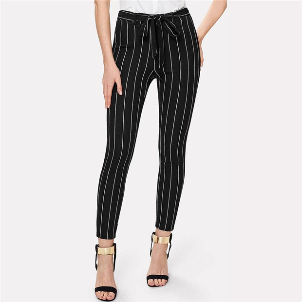 Vertical Striped Skinny Pants