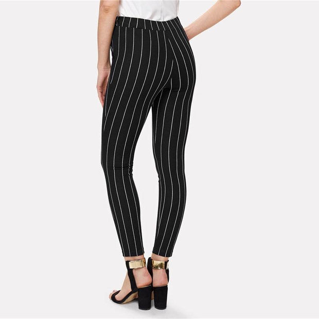 Vertical Striped Skinny Pants