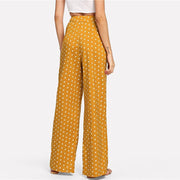 Polka Dot Side Button Wide Pants