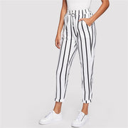 Striped Tapered Carrot Pants