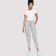 Striped Tapered Carrot Pants