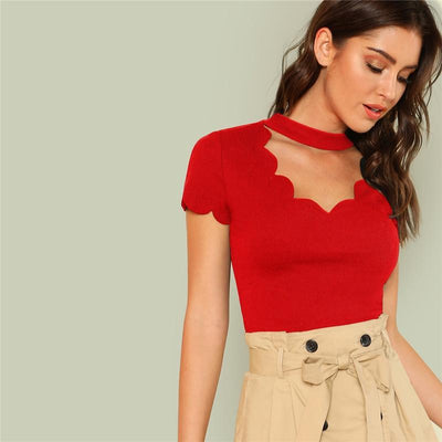 Scallop Trim Cut Out Top