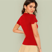 Scallop Trim Cut Out Top
