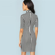Bow Tie Neck Striped Mini Dress