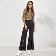 Mock Neck Leopard Stretchy Top