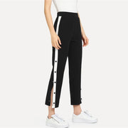 Colorblock Contrast Snap Button Side Pants