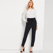 Waist Belted Mid Waist Tapered Pants