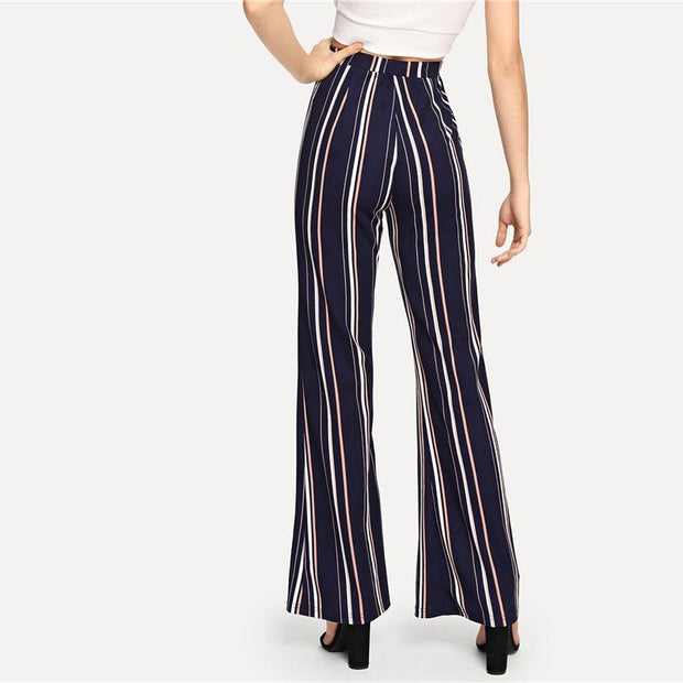 Striped Flare Leg Elegant Pants