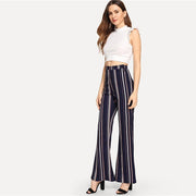 Striped Flare Leg Elegant Pants