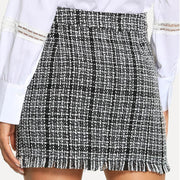 Frayed Tweed Zipper Skirt