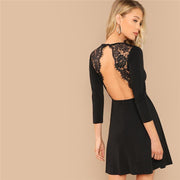 Backless Natural Waist Mini Dress