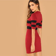 Striped Round Neck Mini Dress