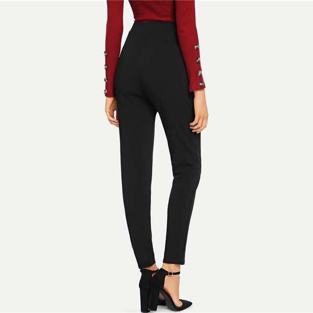 Elastic Waist Plain Pants