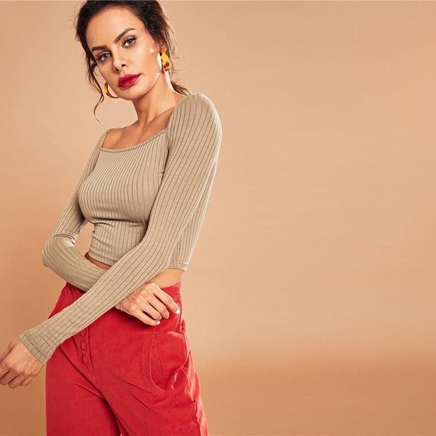 Lola Khaki Crop