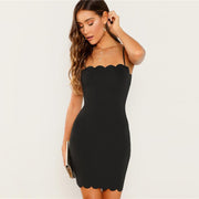 Backless Scalloped Slim Mini Dress