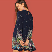 Keyhole Back Floral Trapeze Dress