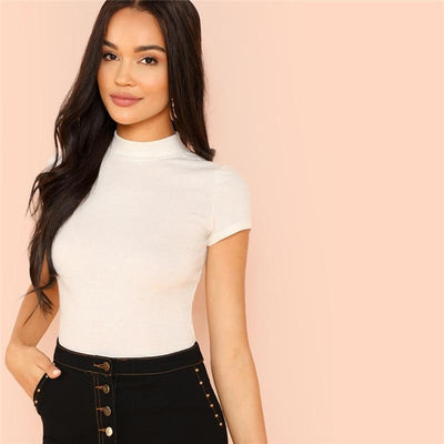 Casual Rib Knit Crop Top