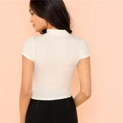 Casual Rib Knit Crop Top