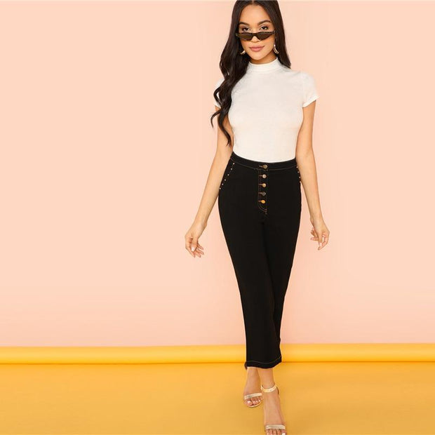 Casual Rib Knit Crop Top