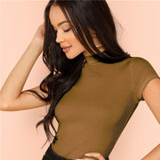 Casual Rib Knit Crop Top