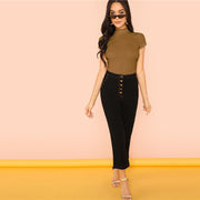 Casual Rib Knit Crop Top