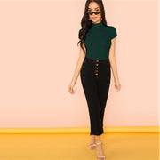 Casual Rib Knit Crop Top