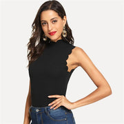 Scallop Trim Keyhole Back Top
