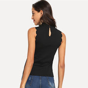 Scallop Trim Keyhole Back Top