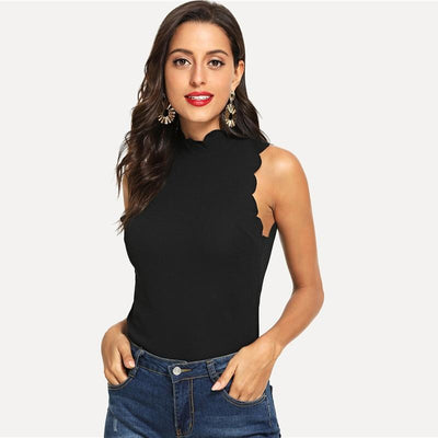 Scallop Trim Keyhole Back Top