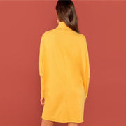 Turtle Neck Tassel Cape Dress