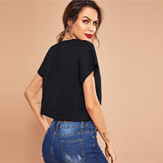 Knot Front Cap Sleeve Crop Top