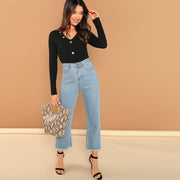 Elegant Rib Knit Button Top