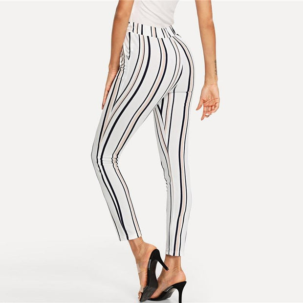Striped Crop Carrot Pants