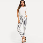 Striped Crop Carrot Pants