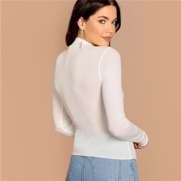 Long Sleeve Lettuce Trim Top